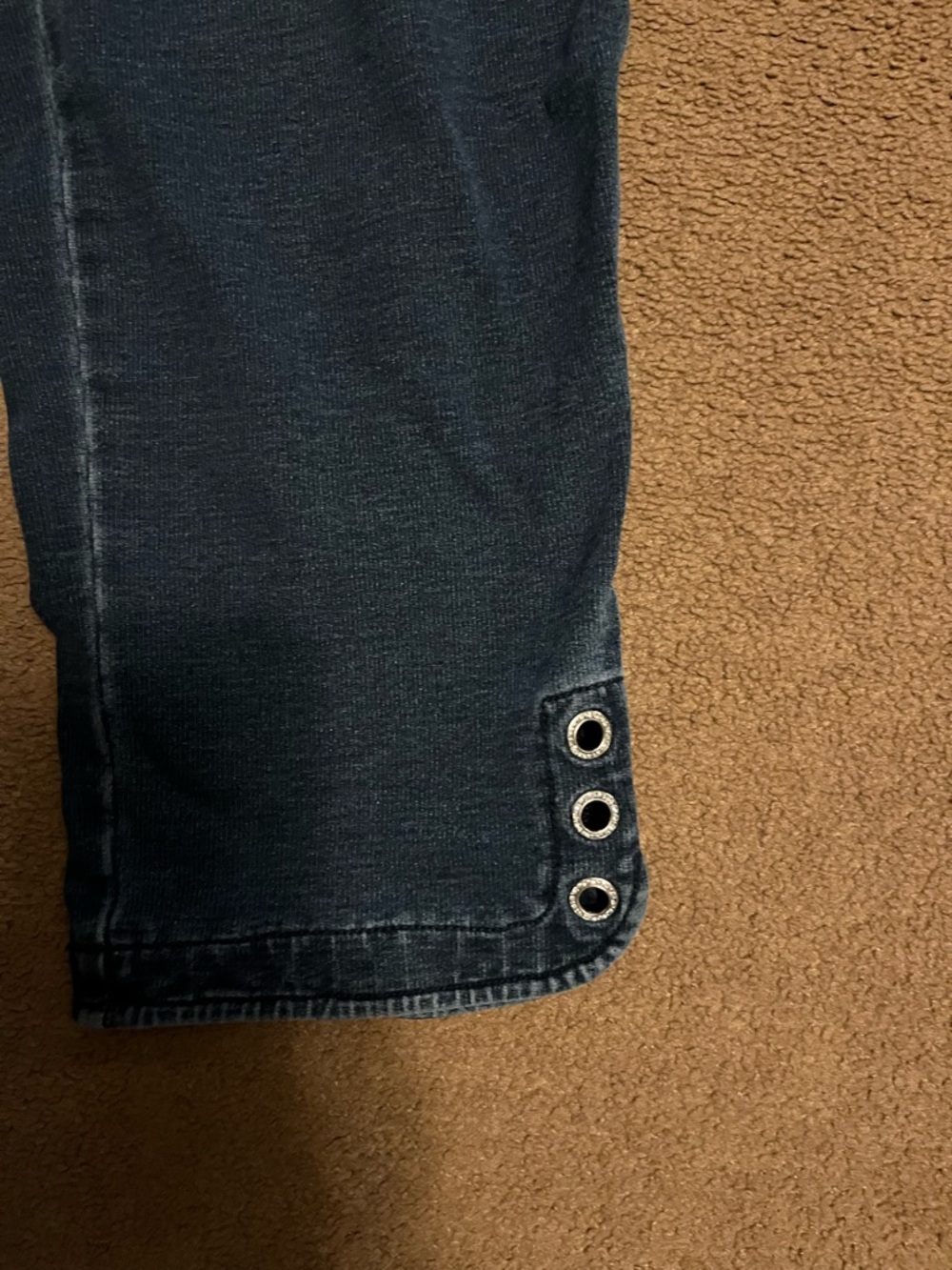 Quacker Factory Denim Pull-On Stretch Trousers with Eyelet Accent - Picture 2 of 3